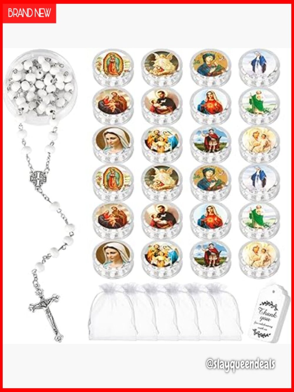 24 Scented Catholic Rosaries Bulk Wood Bead Crucifix Necklace Baptism Communion